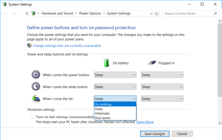 Keep Windows 10 Laptop Running with Closed Lid - Settings
